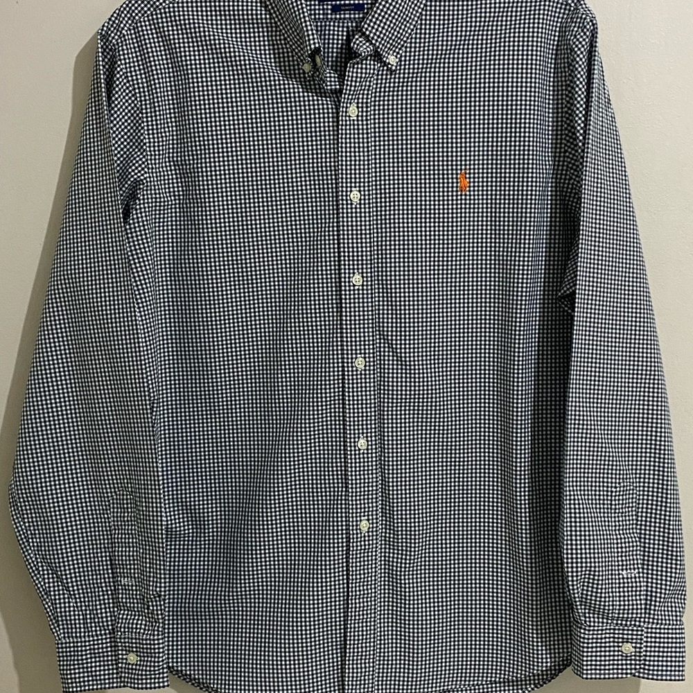 Ralph Lauren Slim Fit Black and White Gingham Button-Down Shirt Size XXL
